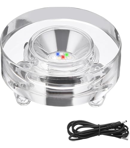 Amazon.co.jp: geneX 光る レインボーコースター 円型 led 台座 照明